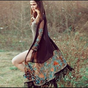 EMBROIDERED LONG CARDIGAN